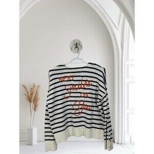 Kerri Rosenthal NWT NEXT SMILE'S ON YOU Sweater White & Navy Striped M